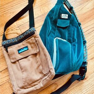 Kavu Tan and Teal Messenger Bags